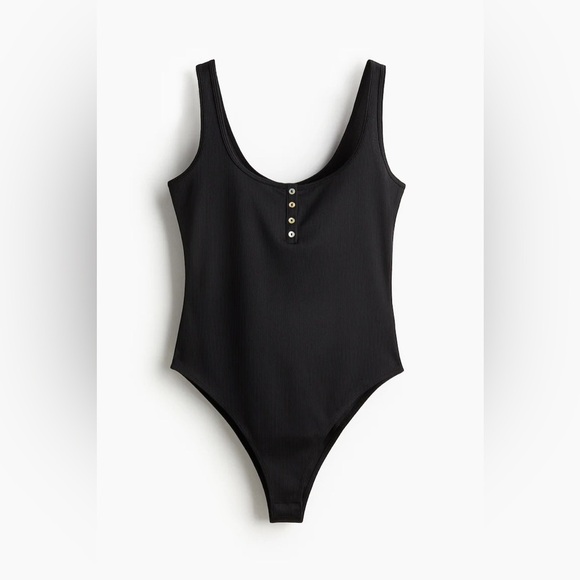 H&M Elegant Black Knit Bodysuit NWOT - Picture 2 of 5